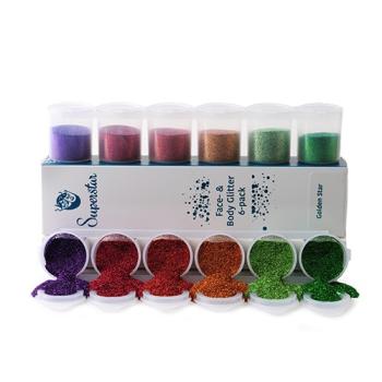 Golden Star Glitter Mix Sixpack 90 ml. sada &scaron;esti třpytek na twinkle tattoo